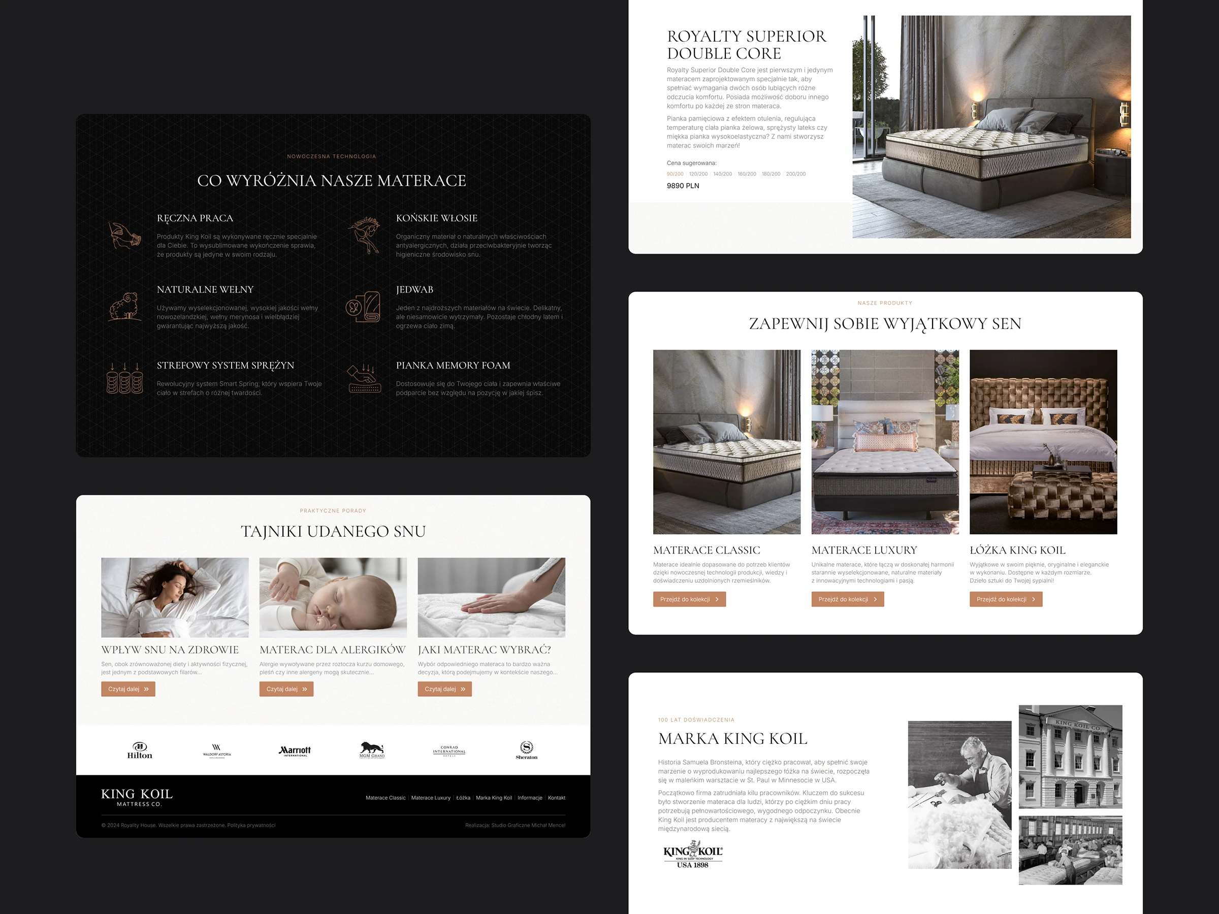 Projekt strony King Koil dla tabletu