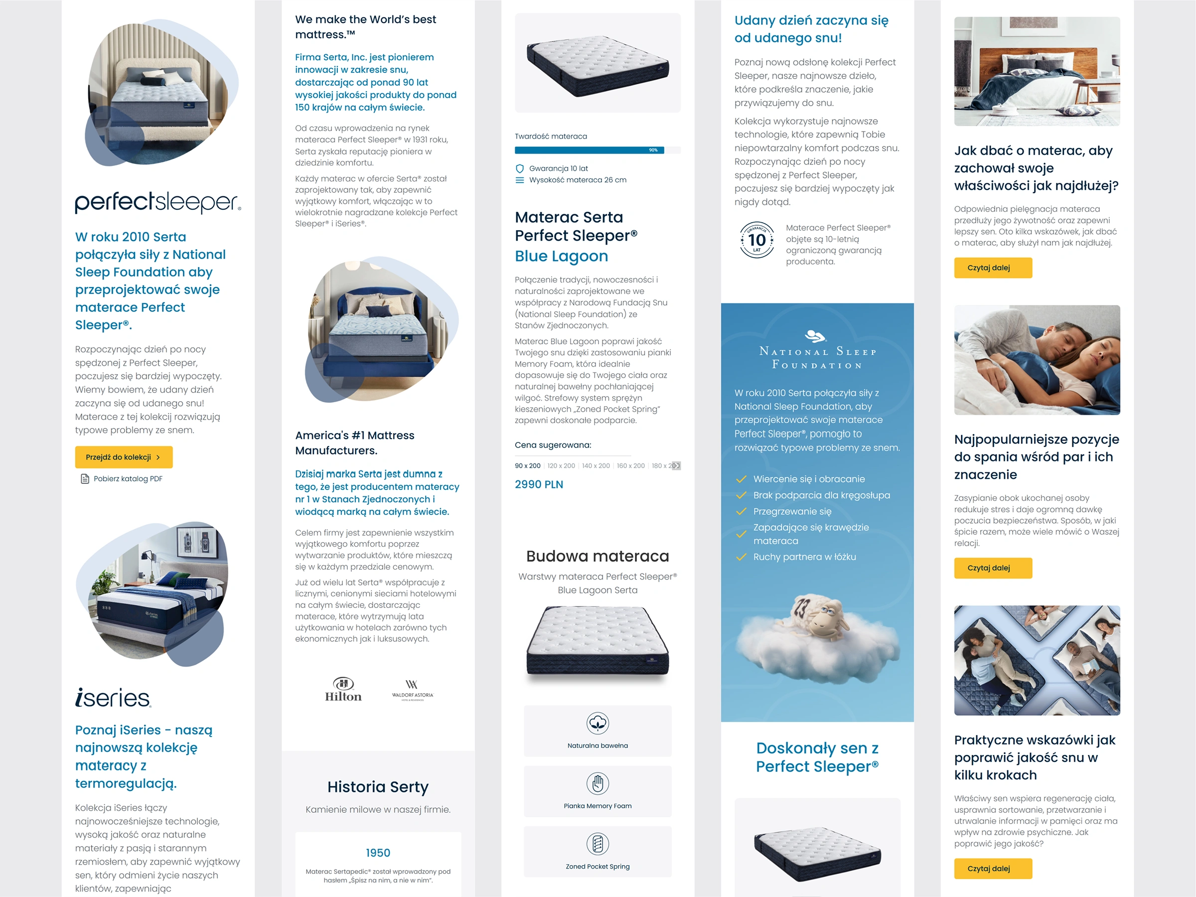 Projekt strony internetowej Serta dla urządzeń mobilnych