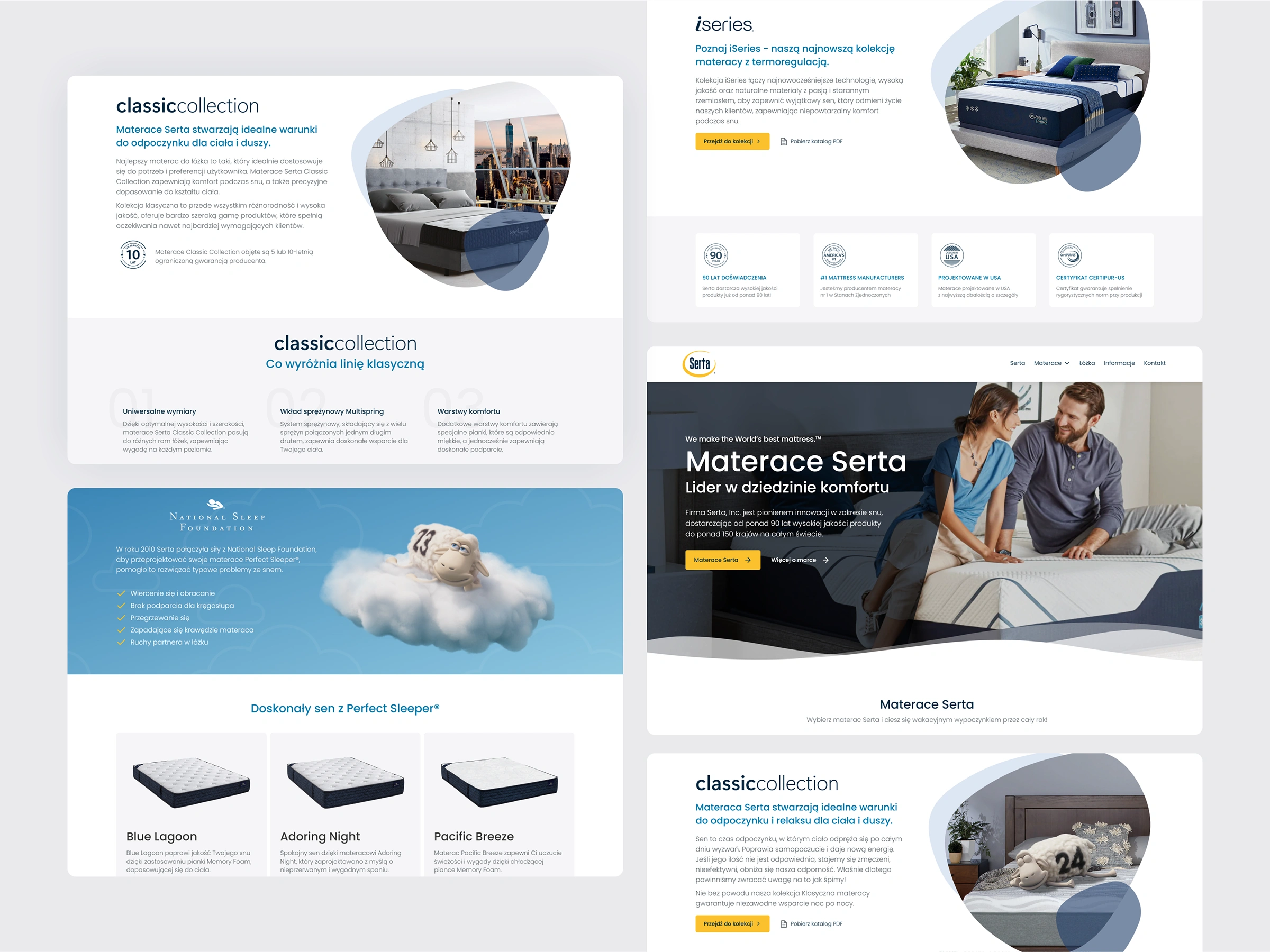 Projekt strony internetowej Serta na tablecie